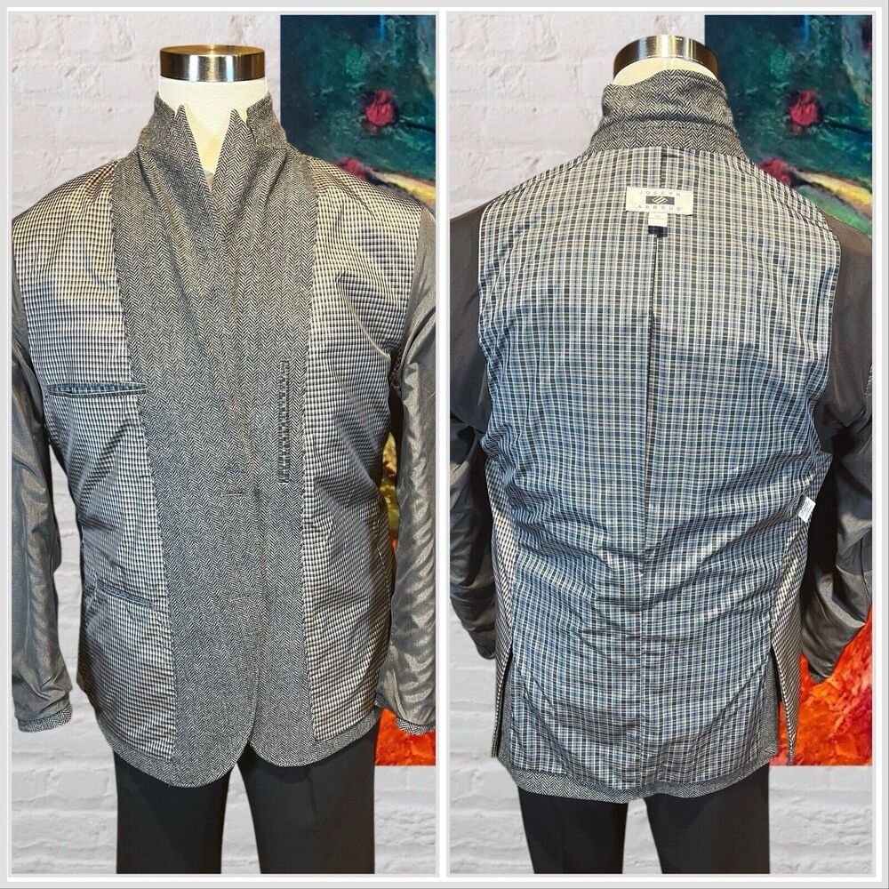 Joseph Abboud XL 44R Mens Gray Herringbone Flannel Blazer Sport Jacket - Picture 8 of 14
